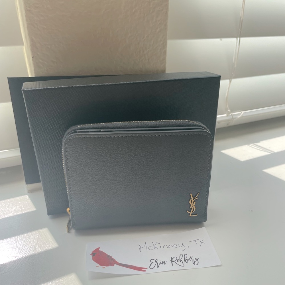 SAINT LAURENT CASSANDRE COMPACT ZIP-AROUND WALLET